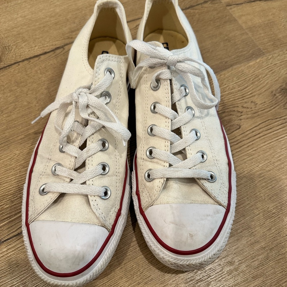 Converse White Sneakers with Red Accents